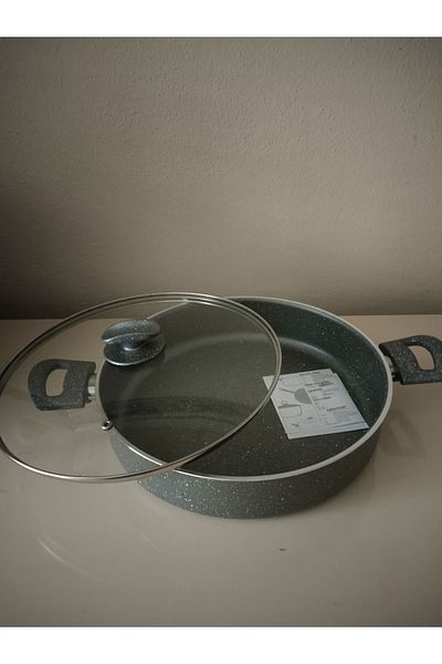 Mehtap 30 cm Granite Karnıyarık Pot with Glass Lid
