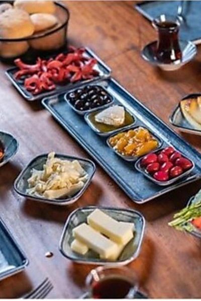 Kütahya Porselen 12 cm Set of 6 SquaRe Plates - BReakfast, Sauce Bowl and Jam Bowl