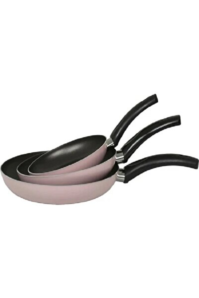 Mehtap 3'lü Tava Seti 18 + 22 + 26 Cm PEMBE