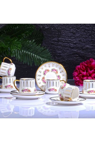 Kosova 4477 İST-177 90CC 6-PIECE FOOTED CUP SET (SILVIA)