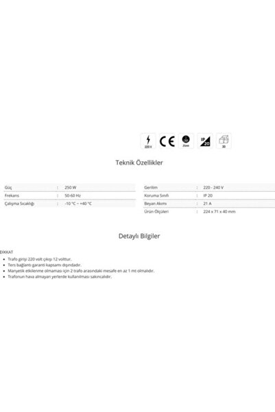 Cata Ct-2577 21 Amper Şerit Led Trafosu 250w Slim Model 3 Çip