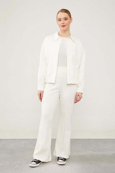 Levidor Ecru Stripe Striped Sports Trousers - Elastic Waist