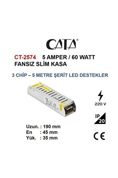 Cata Ct-2574 5 Amper - 60 Watt - 12v Led Trafosu