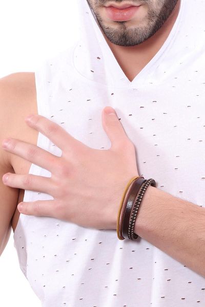 LABALABA MEN'S COMBINED LEATHER BRACELET