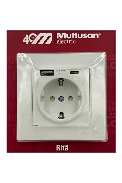 Genel Markalar Rita USB + Type-C Li Topraklı Priz Beyaz