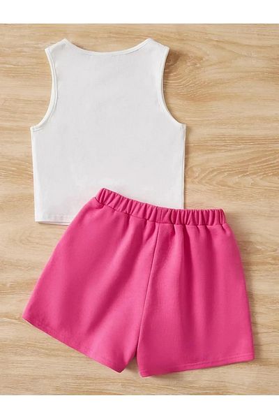 npLStore Child |   Printed Sleeveless T-Shirt and Shorts Bottom Top Set