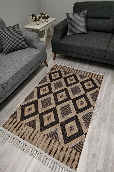 kilim home Covor decorativ țesut cu model geometric triunghiular în nuanțe de...