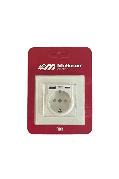 Mutlusan RITA Beyaz Type C usb Topraklı Priz