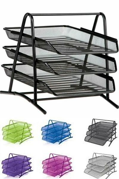 Rubenis Black 1055 - 3-Tier Wire Document Shelf, Black 9181-s