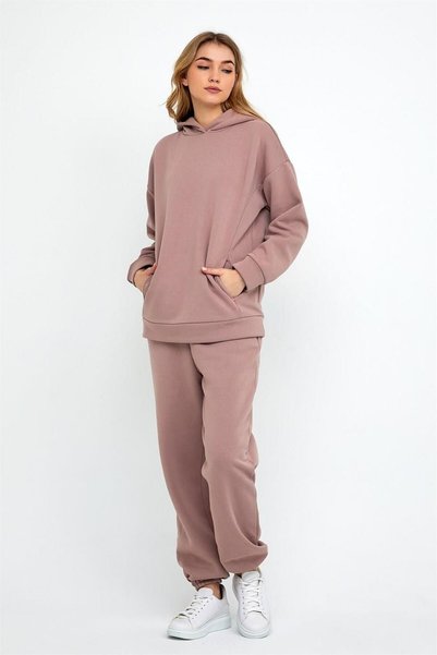 ESPİNA Women's Three Thread Fleece Oversize Tracksuit Set with Elastic Waist and Legs