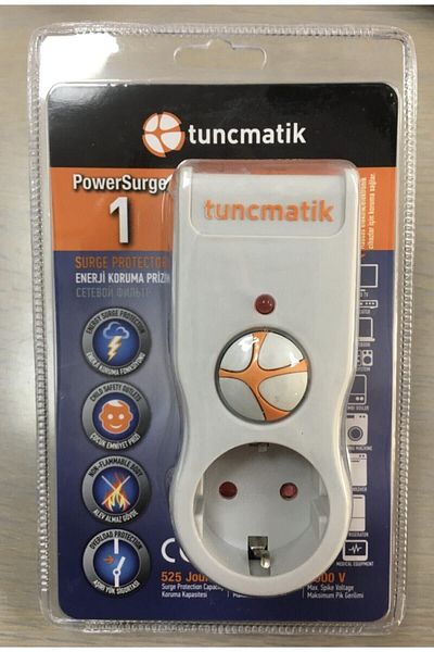 Tunçmatik Single Surge Protected Socket White Color