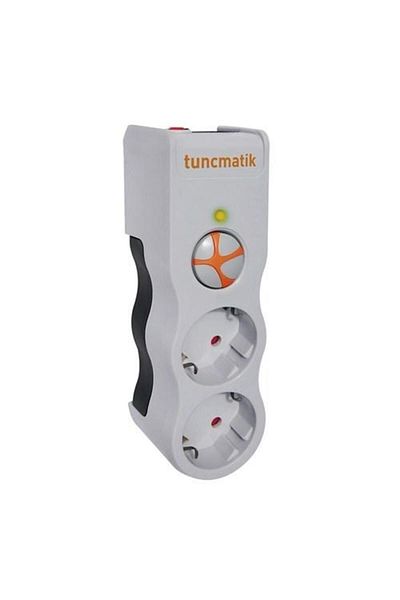 Tunçmatik VOLTAGE & CURRENT PROTECTED GROUP SOCKET TUNCATIK POWERSURGE 2-SURGE PROTECTION PLUG-525 JOULE-WHITE