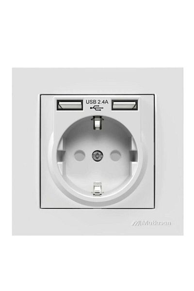 Mutlusan مقبس ريتا 2 USB أبيض - مقبس USB