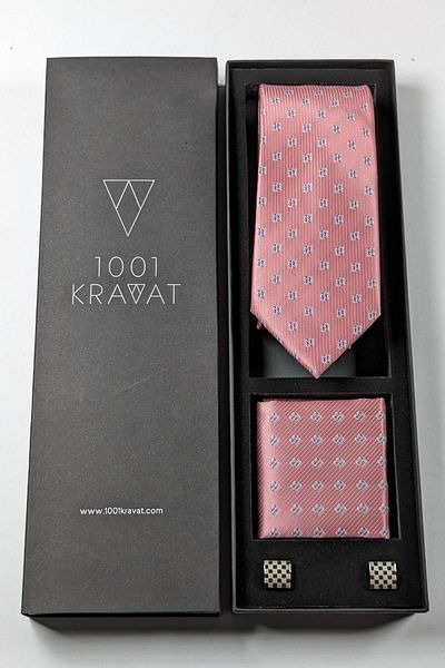 1001 Kravat Men's Gift Set with Handkerchief, Tie and Cufflinks