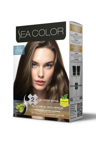 seacolor Sea color saç boyası YOĞUN KÜLLÜ KUMRAL 6/11 mükemmel beyaz kapama 2...
