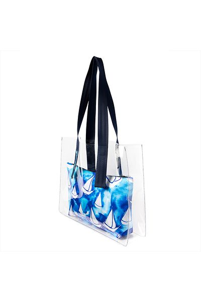 ANEMOSS Transparente Einkaufs- und Strandtasche mit Segelboot