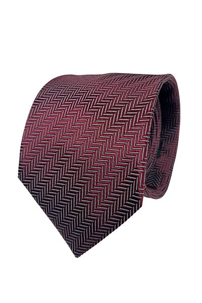 1001 Kravat Claret Red Patterned 8 cm Wide Silk Tie