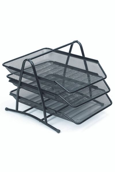 Rubenis Evrak Rafı Metal Perforeli 3 Lü Siyah 9181(1 Paket 12 Adet)