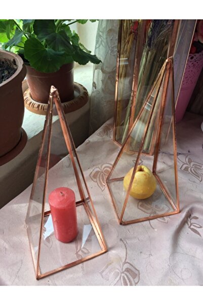 GÜVEN Cam Piramit Mumluk Üçgen Dekoratif Tek Adet