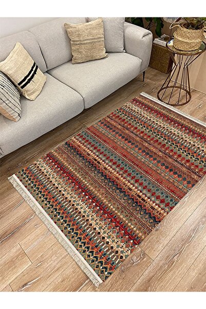 kilim home Cotton Serisi Multy Tonlarında Eskitme Antika Desenli Dekoratif Do...