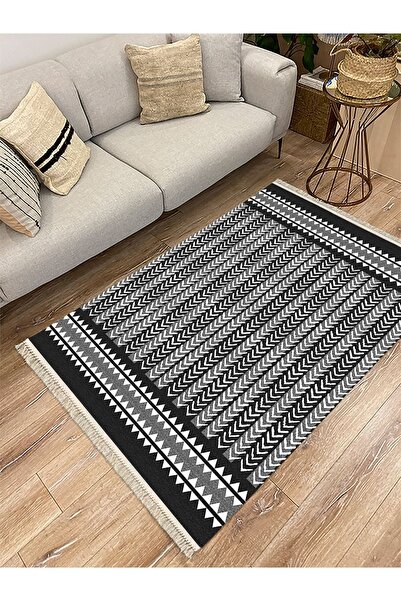 kilim home Covor decorativ țesut cu bază, din seria Cotton, negru și alb, cu ...