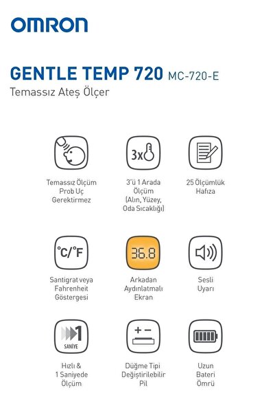 Omron Gentle Temp 720 Temassız 3'ü 1 Arada Ateşölçer