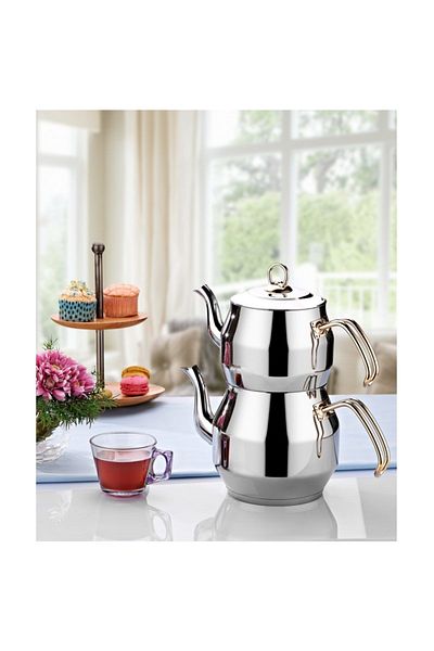 İnter Gold Mini Size Steel Corner Teapot