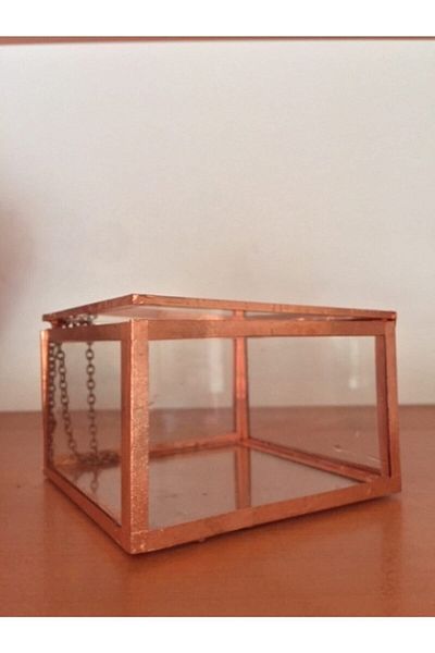 GÜVEN Glass Jewelry Jewelry Box, Ring Box 8x8x5 cm