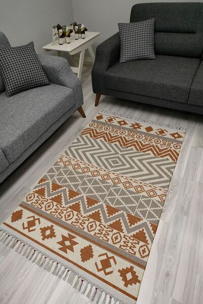 kilim home Covor decorativ țesut din seria Cotton, cu model geometric autenti...