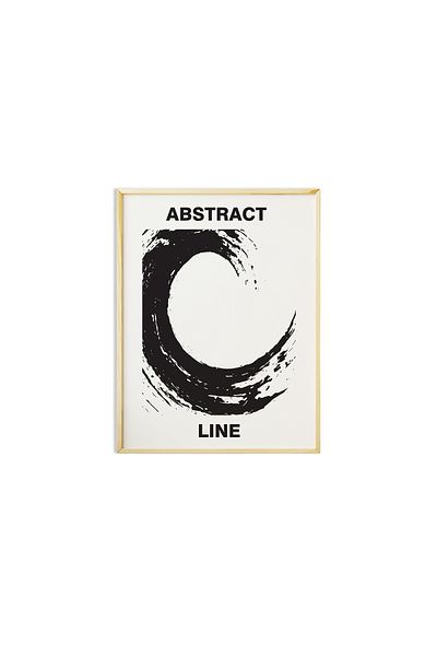 Ayışığı Dizayn Set de pictură murală unică poster cu ramă din lemn natural cu pensulă neagră abstractă