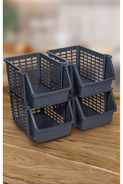 Nesto Home Set of 4 Bathroom and Kitchen Organizer Addable Multi-Purpose Multi-Purpose Shelf