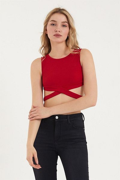 ESPİNA Women's Strappy Crop Blouse