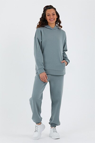 ESPİNA Γυναικείο σετ φούτερ με ελαστική μέση και πόδια με τρεις κλωστές Fleece Oversize