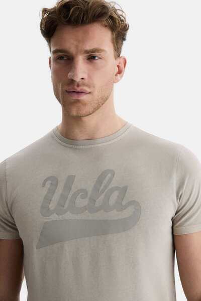UCLA Tricou pentru bărbați cu imprimeu gri cu decolteu rotund MARGAN