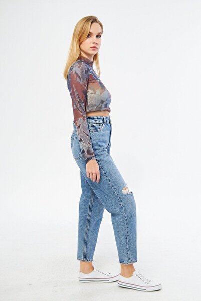 Kutaf Džínové kalhoty s vysokým pasem a roztrhanými detaily