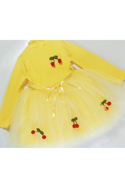 Fenomen Kids Long Sleeve Cherry Tutu Dress