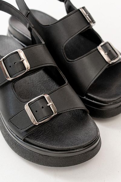 Aymood 24422-1185 Black Women's Sandals - Wedge Heel