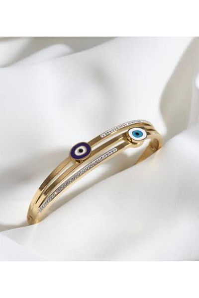 G Sport POLO Gold Colored Zircon Stone - Steel Bracelet with Evil Eye Bead Detail
