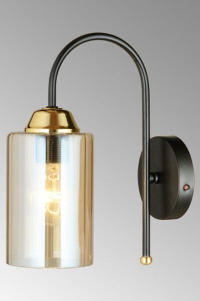 SONSUZ AYDINLATMA&AVİZE Black UFO Cylinder Glass Downward Facing Modern Sconce