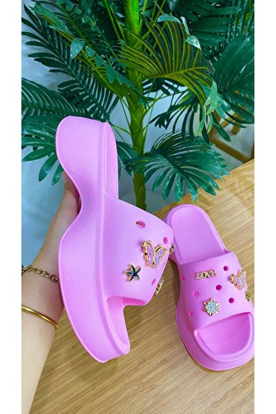 Sinem Çeyiz Sonimix Ezo 156 - Luxury Beach and Sea Slippers with Stoned Butterfly Pattern