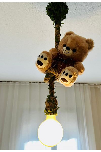 Tiny Desing Accessorıes Rope Chandelier Baby and Children's Room - Teddy Bear