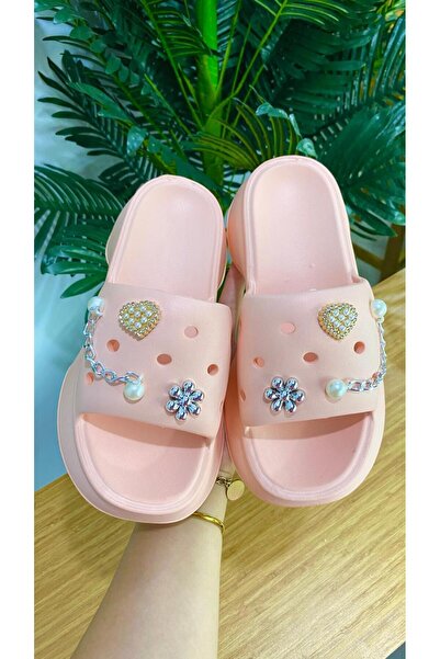 Sinem Çeyiz Sonimix Ezo 156 - Luxury Beach and Sea Slippers with Stoned Butterfly Pattern