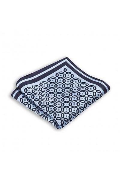 1001 Kravat Navy Blue Patterned Blue Colored Silk Pocket Handkerchief in 33x33 cm Sizes