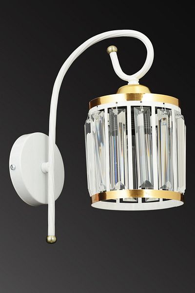 SONSUZ AYDINLATMA&AVİZE Tower White Crystal Stone Yellow Stripe Cylinder Down Facing Modern Sconce