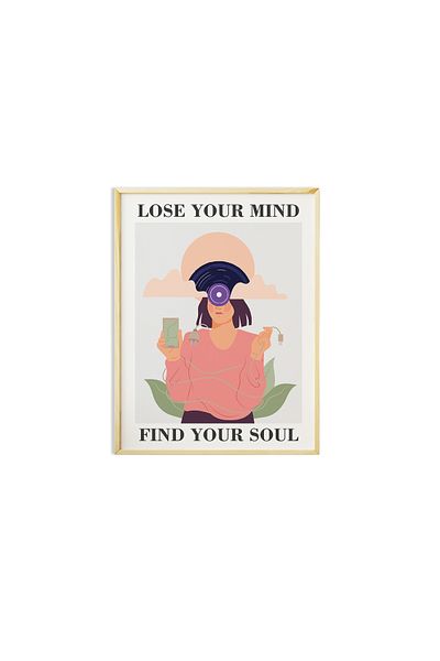Ayışığı Dizayn Set de pictură de perete unică poster cu rame din lemn natural Find-Your-Soul maximalist