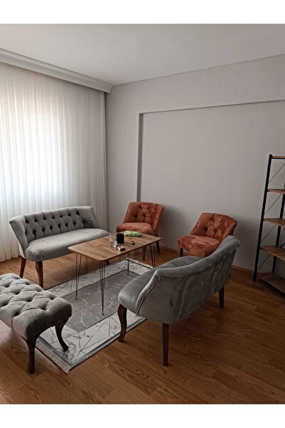 Genel Markalar 2 2 1 1 Puf Hedye Gri Kiremit Babyface Lüx Cay Seti Koltuk