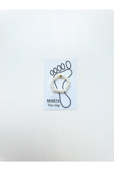 MÜGETA 2 قطعة خاتم إصبع القدم مزين باللؤلؤ والخرز الذهبي