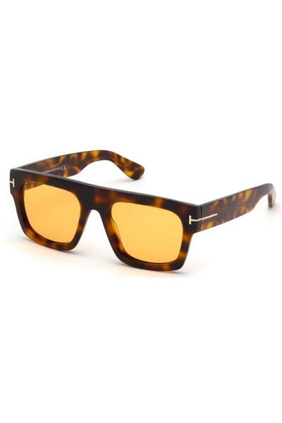 Tom Ford TF071156E Unisex Güneş Gözlüğü Kahverengi Kemik Çerçeve Sarı Lens UV400