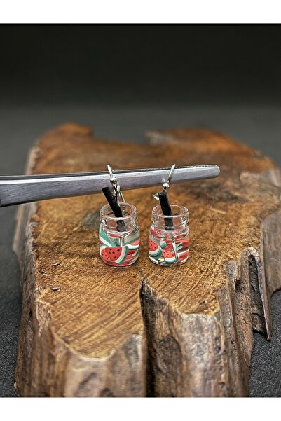 Rupen Kraft Murano Cam El Yapımı Şekerleme Kokteyl Kavanozu Detaylı Küpe