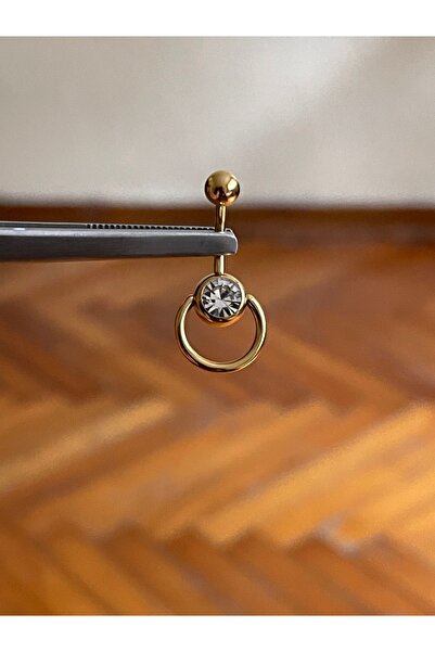 Rupen Kraft 316 L Cerrahi Çelik Halka Detaylı Taşlı Göbek Piercingi